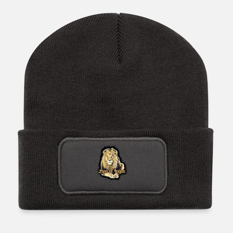 Lion of Judah - Rastafarai - Recycelte Patch Beanie - Dunkelgrau