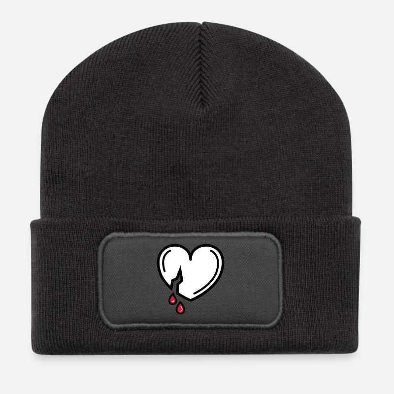 blutige Liebe - Recycelte Patch Beanie - Dunkelgrau