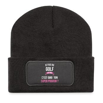 Golf super pouvoir femme - Beanie recyclé à patch - charbon - Devant