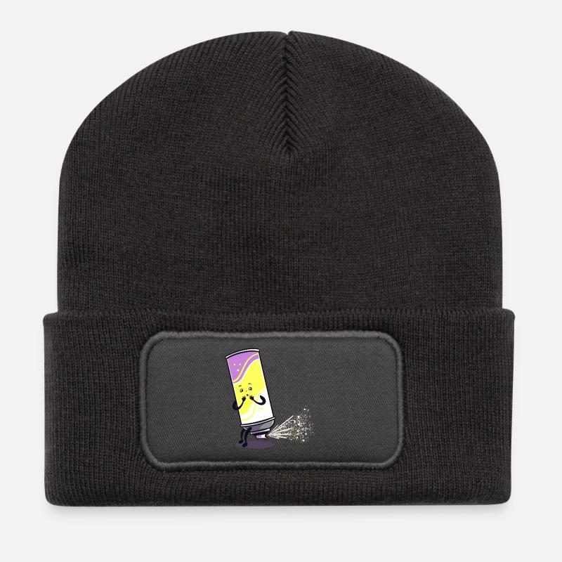 Spraydose Furz Fart peinlich Sprayer Geschenk - Recycelte Patch Beanie - Dunkelgrau