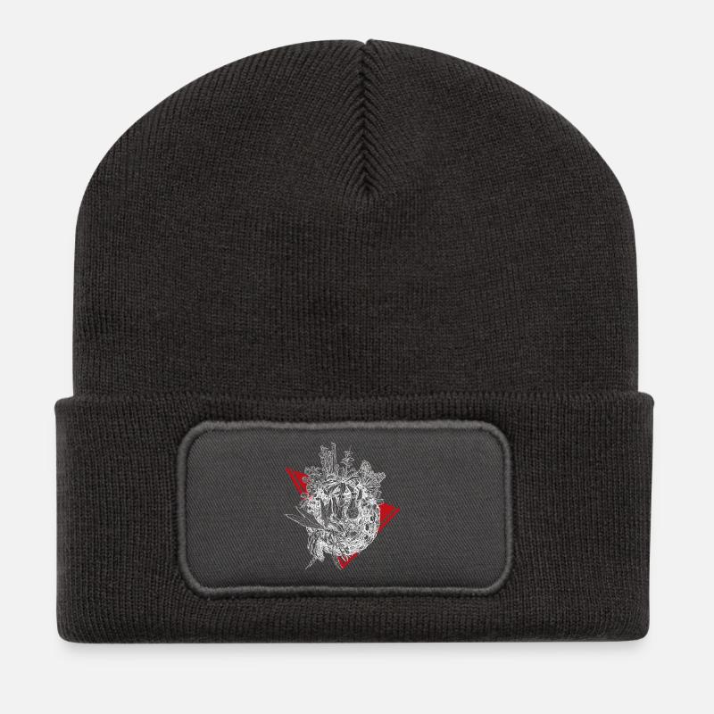 Planet der Fleischfressenden Pflanzen in Weiß - Recycelte Patch Beanie - Dunkelgrau