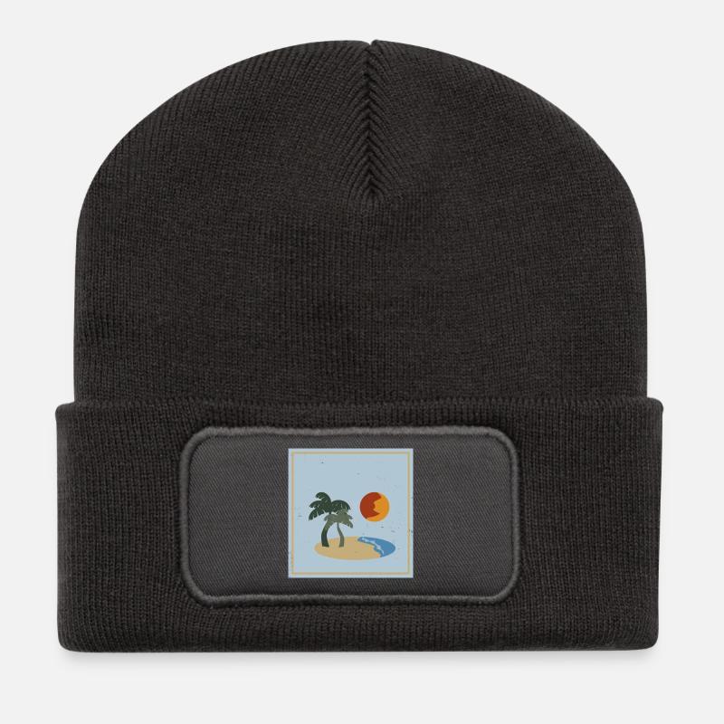 Sommer Geschenk Urlaub Sonne Insel Palmen Spaß - Recycelte Patch Beanie - Dunkelgrau