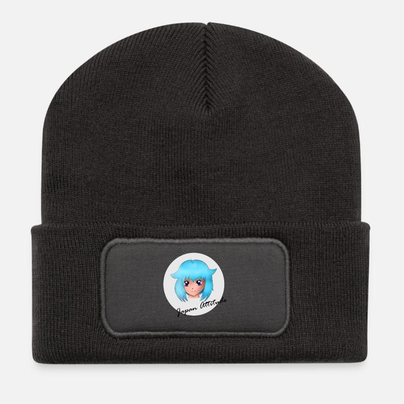 Mangamädchen - Recycelte Patch Beanie - Dunkelgrau