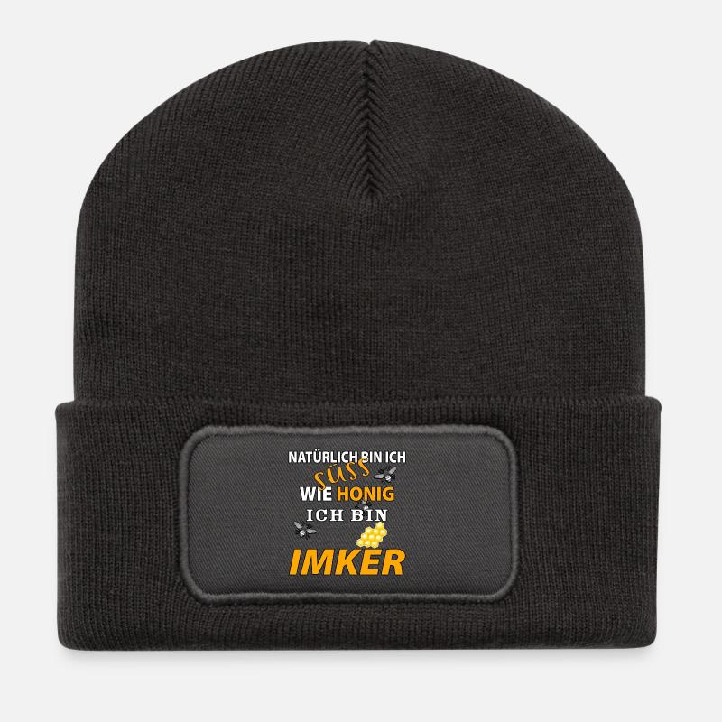 Natürlich bin ich süss wie Honig ich bin Imker - Recycelte Patch Beanie - Dunkelgrau