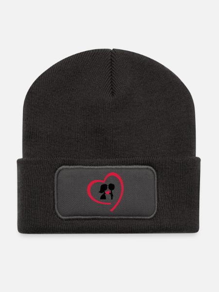 hochzeitspaar - Recycelte Patch Beanie - Dunkelgrau