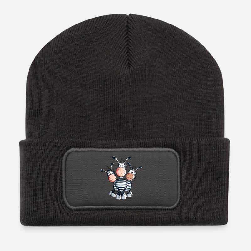 Three Sweet Zebras - Recycled Patch Beanie - dark grey