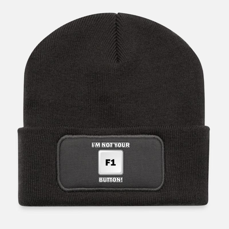 Ich bin nicht deine F 1 Taste - Recycelte Patch Beanie - Dunkelgrau