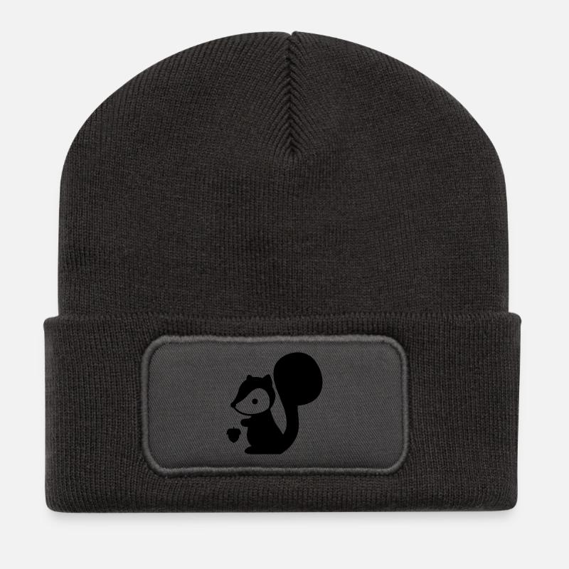 Eichhörnchen - Recycelte Patch Beanie - Dunkelgrau