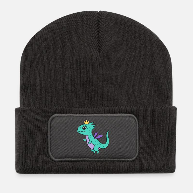 Drache Drachen - Recycelte Patch Beanie - Dunkelgrau