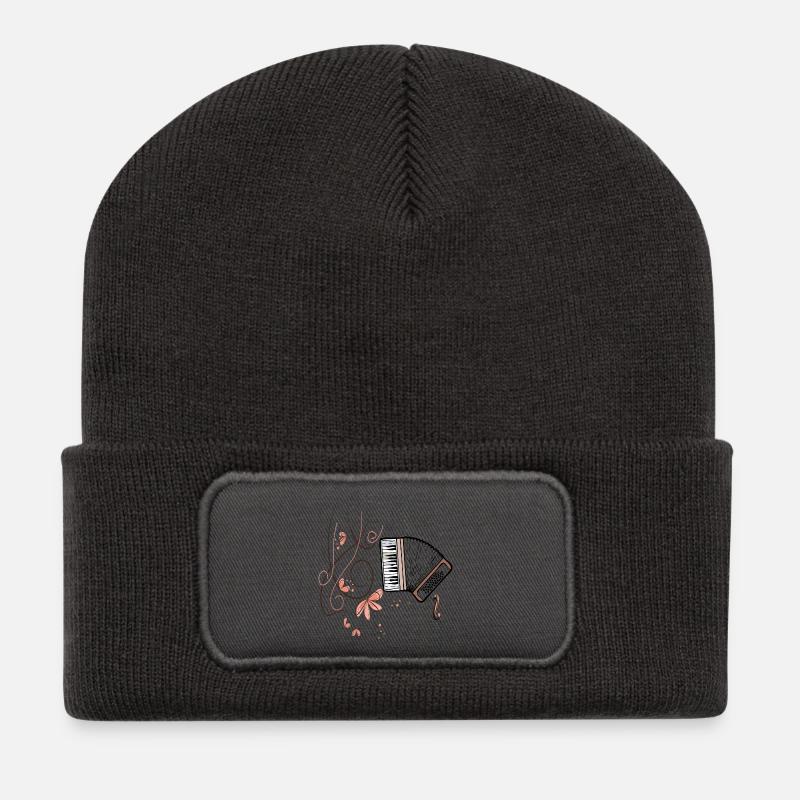 Akkordeon, Musik - Recycelte Patch Beanie - Dunkelgrau