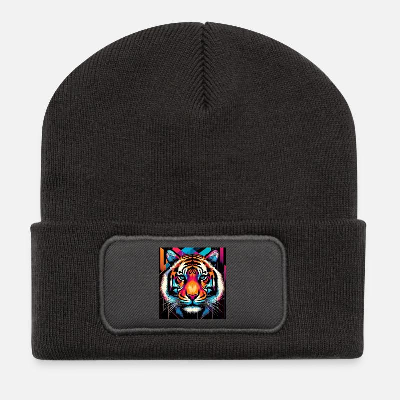 Tiger - Recycelte Patch Beanie - Dunkelgrau