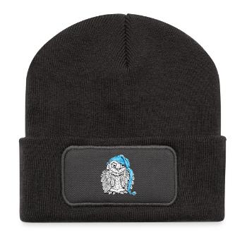 Eule mit Schlafmütze - Recycelte Patch Beanie - Dunkelgrau - Vorne