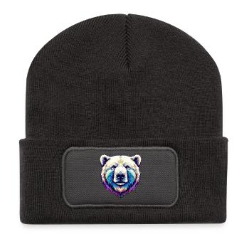 Weißer Eisbär - Recycelte Patch Beanie - Dunkelgrau - Vorne