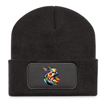 Cockatiel (17) - Recycled Patch Beanie - dark grey - Front