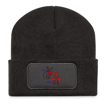 Lapin et poulet avec œuf de Pâques - Beanie recyclé à patch - charbon - Devant