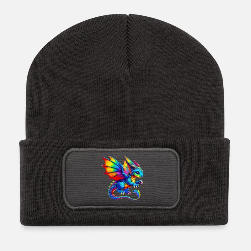 Dragon - Beanie recyclé à patch - charbon