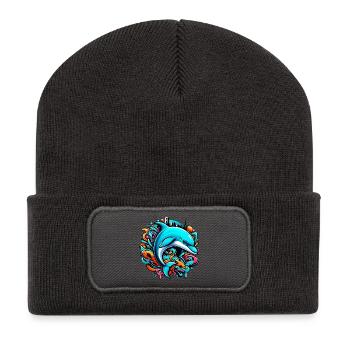 Delfin - Recycelte Patch Beanie - Dunkelgrau - Vorne