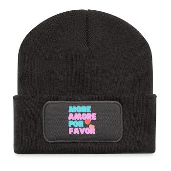 More Amore Pore Favor - mehr Liebe bitte - Recycelte Patch Beanie - Dunkelgrau - Vorne