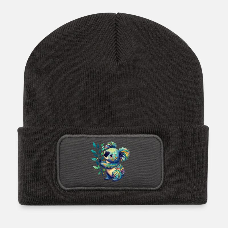 Koala - Recycelte Patch Beanie - Dunkelgrau