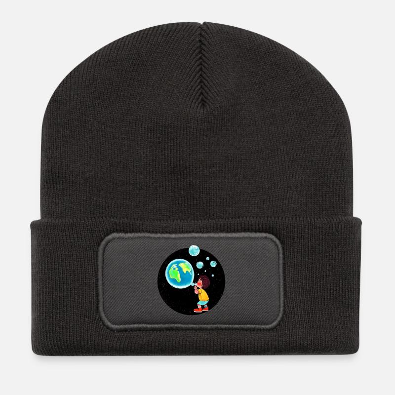 Planet Erde - Recycelte Patch Beanie - Dunkelgrau