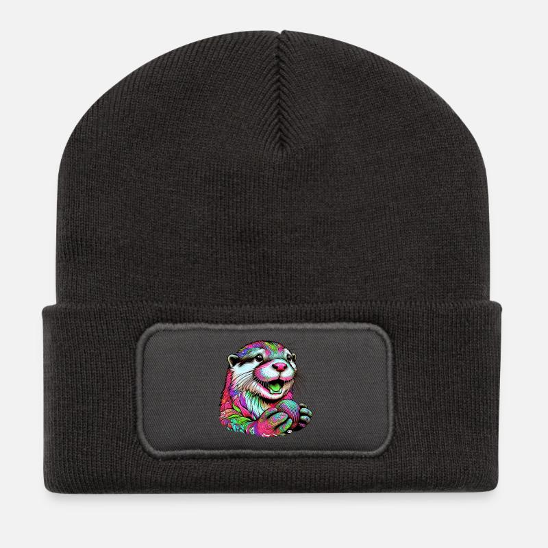 Loutre - Beanie recyclé à patch - charbon