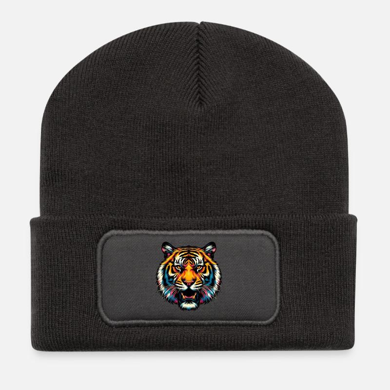 Tiger - Recycelte Patch Beanie - Dunkelgrau