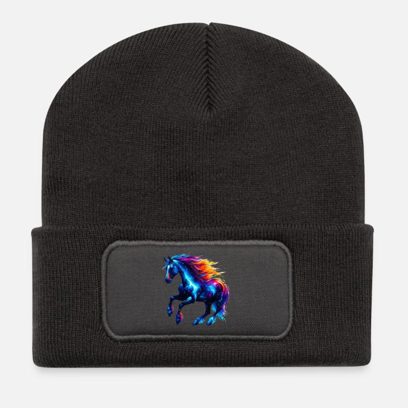 Pferd - Recycelte Patch Beanie - Dunkelgrau