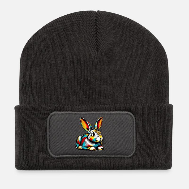 Kaninchen - Recycelte Patch Beanie - Dunkelgrau