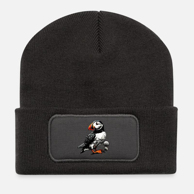 Papageitaucher - Recycelte Patch Beanie - Dunkelgrau