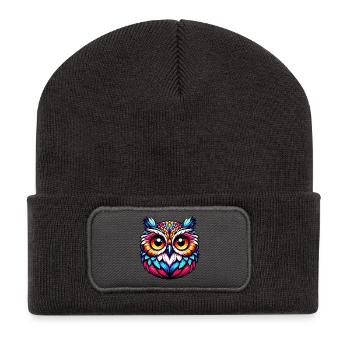 Eule - Recycelte Patch Beanie - Dunkelgrau - Vorne