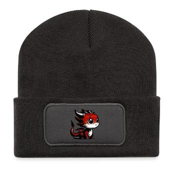 Drache - Recycelte Patch Beanie - Dunkelgrau - Vorne