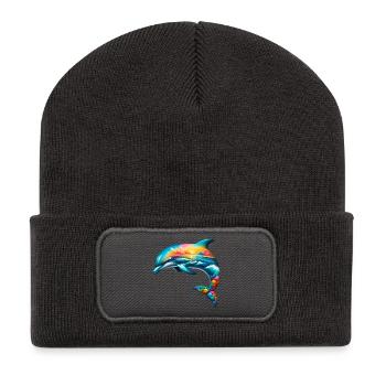 Dauphin - Beanie recyclé à patch - charbon - Devant