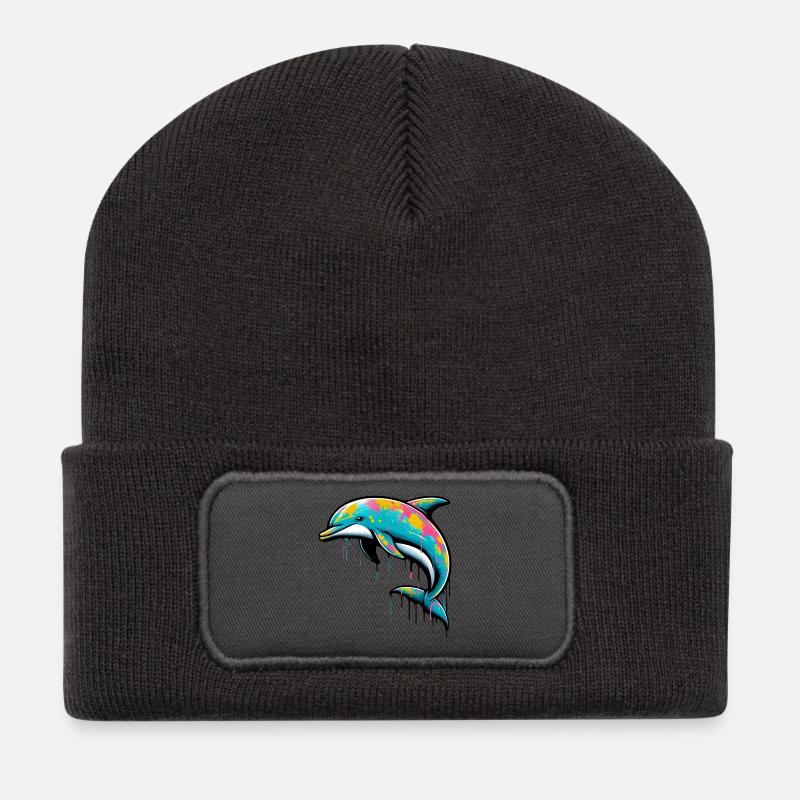 Delfin - Recycelte Patch Beanie - Dunkelgrau