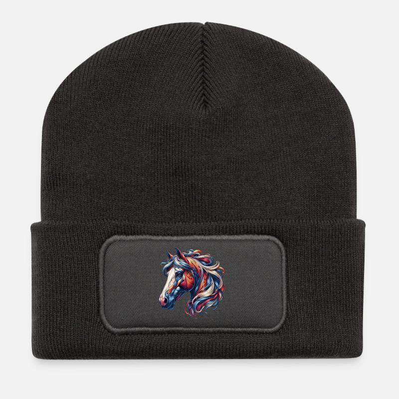 Pferd - Recycelte Patch Beanie - Dunkelgrau