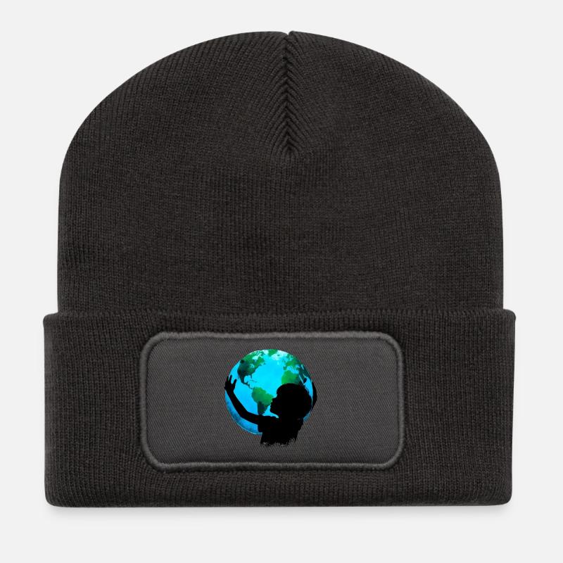 Planet Erde - Recycelte Patch Beanie - Dunkelgrau