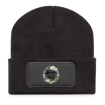Lehrerin mit Herz! Personalisierbares Design - Recycelte Patch Beanie - Dunkelgrau - Vorne