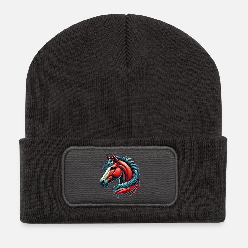 Pferd - Recycelte Patch Beanie - Dunkelgrau