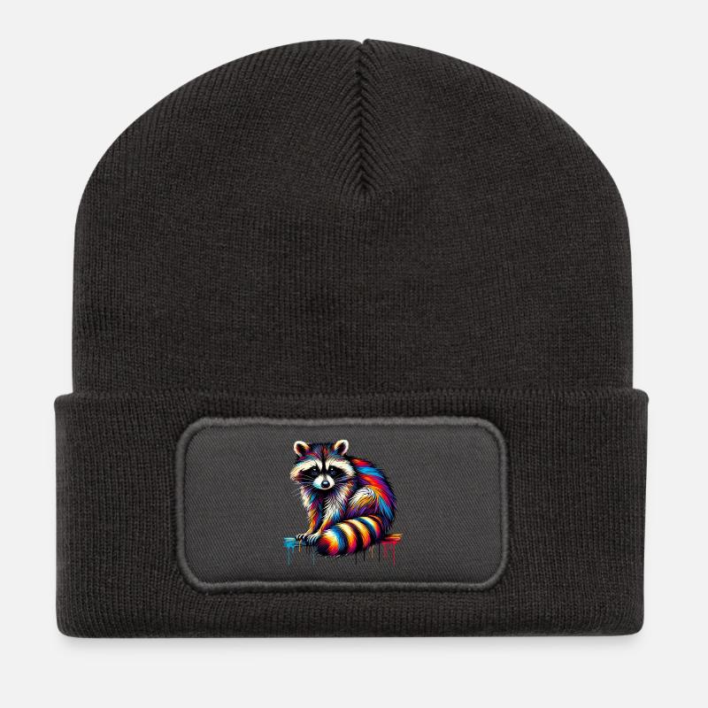 Waschbär - Recycelte Patch Beanie - Dunkelgrau
