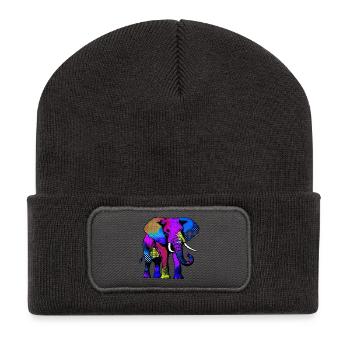 Elefant - Recycelte Patch Beanie - Dunkelgrau - Vorne