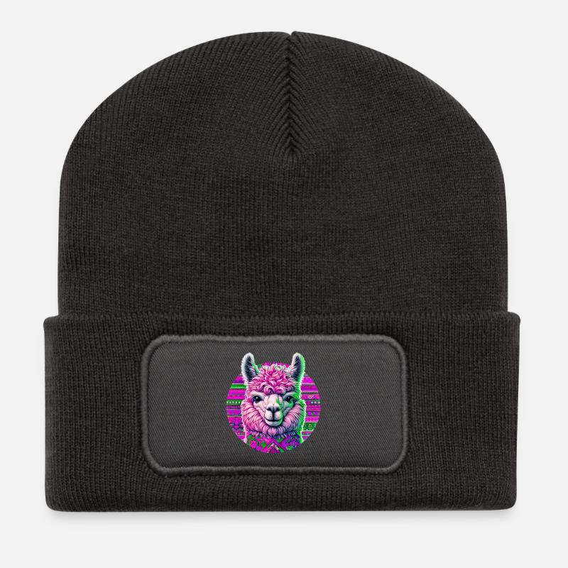 Alpaka - Recycelte Patch Beanie - Dunkelgrau