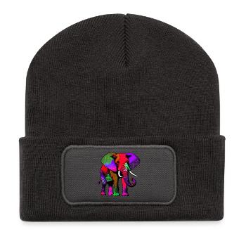 Elefant - Recycelte Patch Beanie - Dunkelgrau - Vorne