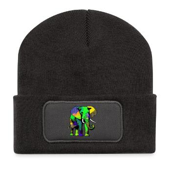 Elefant - Recycelte Patch Beanie - Dunkelgrau - Vorne