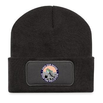 Save our océan - Beanie recyclé à patch - charbon - Devant