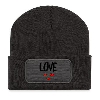 DAD. FATHER'S DAY. HAPPY FATHER'S DAY. HAPPY BIRTHDAY. - Recycled Patch Beanie - dark grey - Front