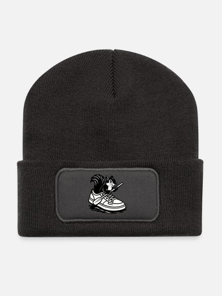 Squirrel in sneakers! - Recycled Patch Beanie - dark grey