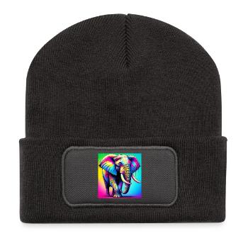 Elefant - Recycelte Patch Beanie - Dunkelgrau - Vorne