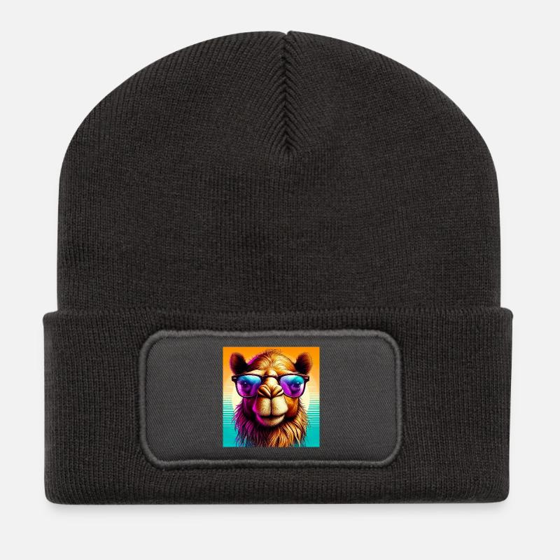 Kamel - Recycelte Patch Beanie - Dunkelgrau
