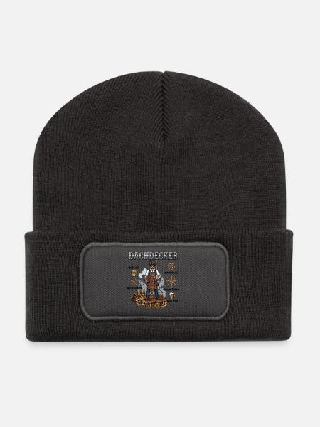 Der Steampunk-Dachdecker - Recycelte Patch Beanie - Dunkelgrau