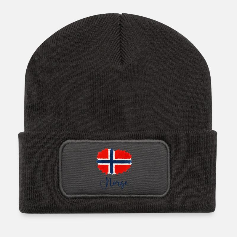 norwegen-norge-fahne - Recycelte Patch Beanie - Dunkelgrau