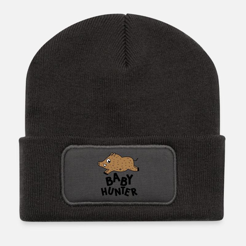 bébé chasseur pour naissance grossesse chasse - Beanie recyclé à patch - charbon
